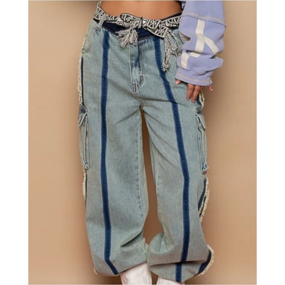 POL Denim Cargo Joggers Nwot - Picture 2 of 7